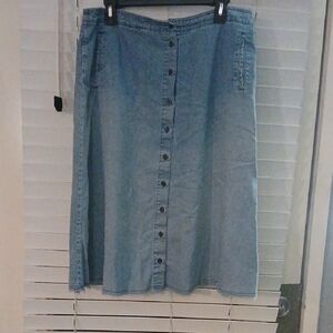Chelsea & Theodore Light Blue Button-Front A-Line Skirt